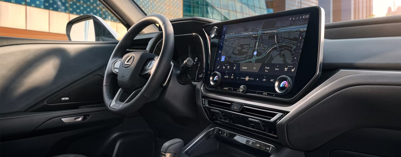 2026%20Lexus%20GX%20-%20Interior.png Black interior of a 2026 Lexus TX for sale near Champaign