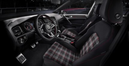 VW Golf GTI interior interior of a VW Golf GTI with special plaid fabric