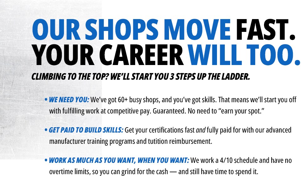 Our Shops Move Fast Your Career Will Too