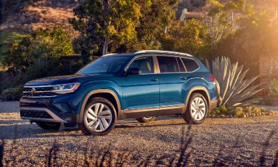 VW Atlas Blue VW Atlas parked off the road