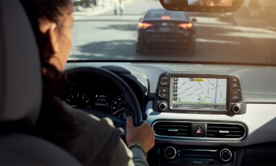 Hyundai Kona Hyundai Kona interior with infotainment and navigation
