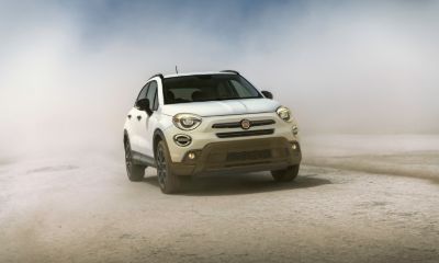 Fiat 500X White Fiat 500X driving in the desert