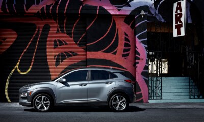 Hyundai Kona Hyundai Kona parked in front of mural