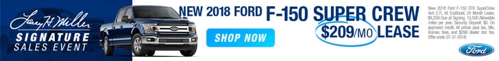 Lease a 2018 Ford F-150 for $209/mo at the Signature Sales Event at Larry H. Miller Ford Lincoln in Draper Signature Sales Event at Larry H. Miller Ford Lincoln in Draper