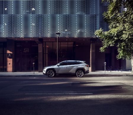 Hyundai Tucson Hyundai Tucson leaving a garage