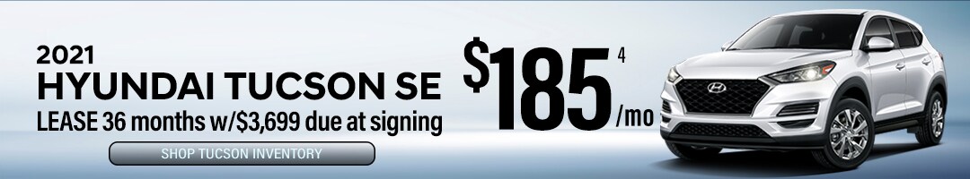 Lease a new 2020 Hyundai Tucson SE for $185/mo! Lease a new 2021 Hyundai Tucson SE for $185/mo!