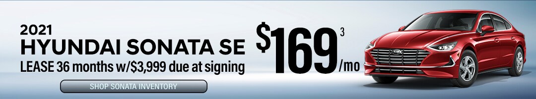Lease a new 2020 Hyundai Sonata SE for $169/mo! Lease a new 2021 Hyundai Sonata SE for $169/mo!