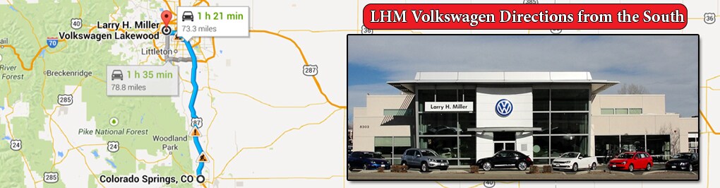Directions to Volkswagen in Denver
from Colorado Springs