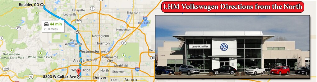 Directions to Volkswagen in Denver
from Boulder