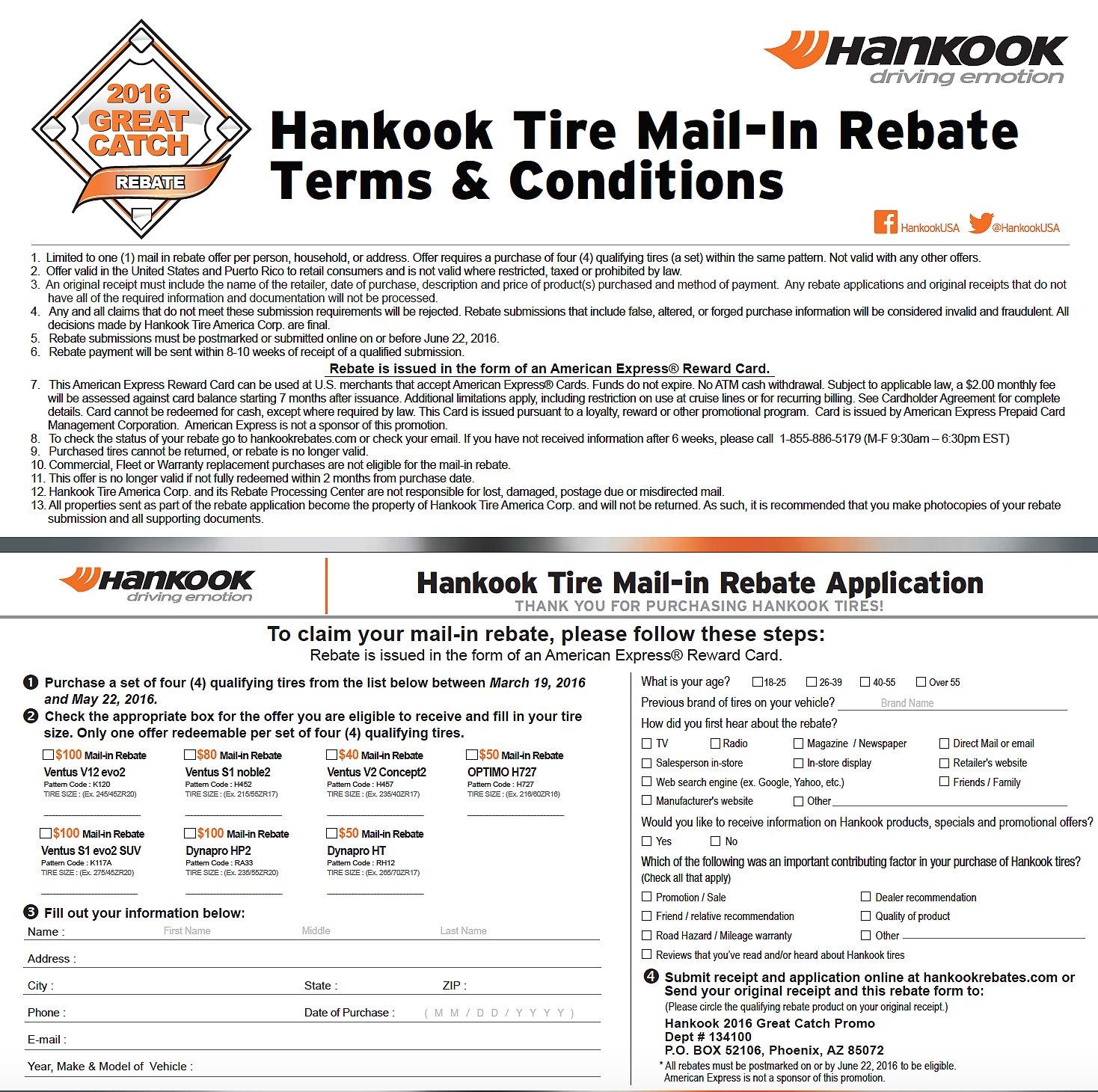 Hankook Tire Rebate Forms