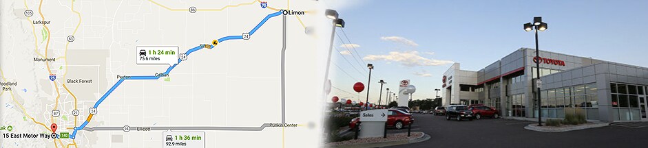 Directions to Toyota Colorado Springs from Limon CO