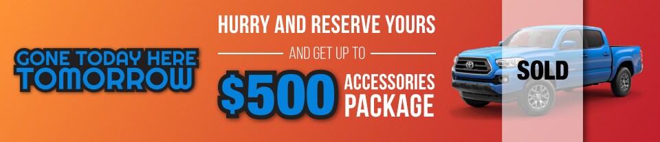 Buy a new Toyota and get up to $500 in accessories at Larry H. Miller Toyota Murray