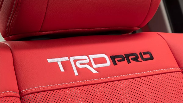 Early interior Images released of the All-new 2022 Toyota Tundra - Red seats with TRD Pro badging shown.