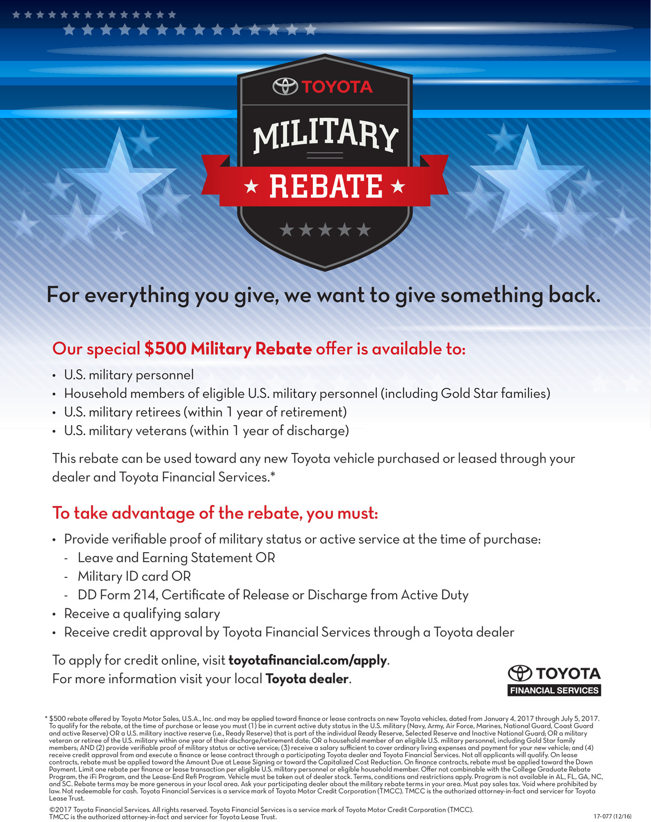 Military Rebate at Liberty Toyota