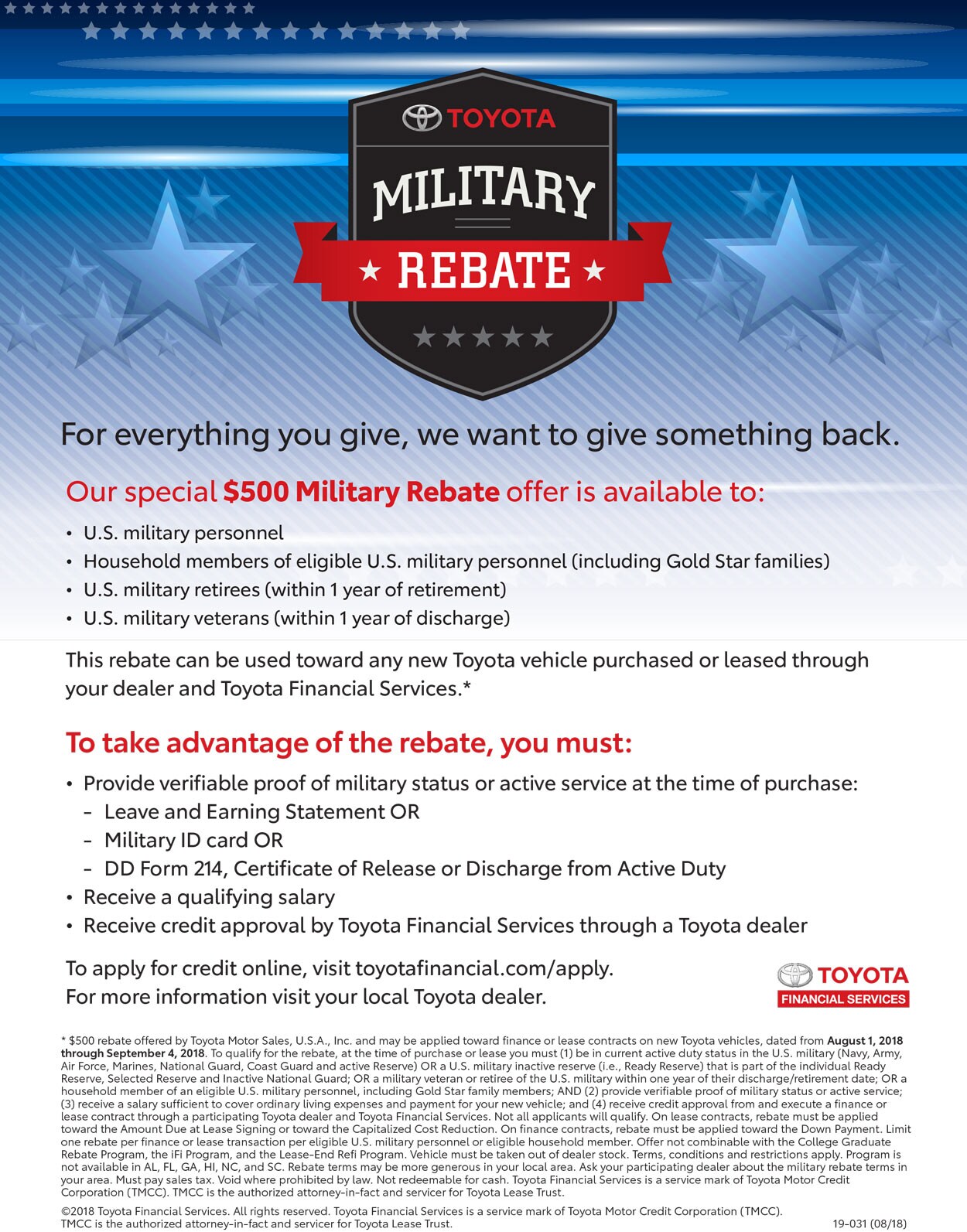 Liberty Toyota military rebate