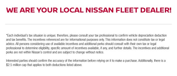 We are your local nissan fleet dealer!