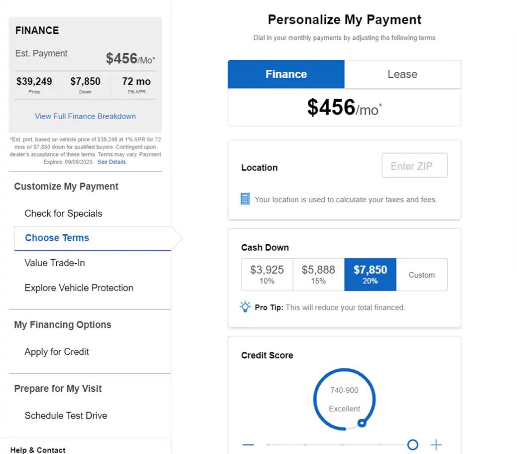 personalize your payments a screen shot of the personalize your payment tool