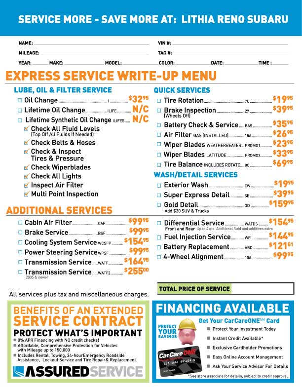 Service Menu