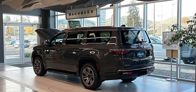 A Wagoneer SUV on display in the Lithia Chrysler Dodge Jeep Ram FIAT of Roseburg showroom.