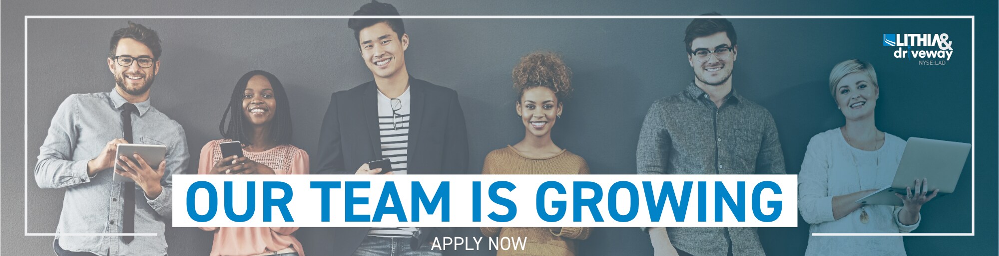 Join Our Team Today! Employees lined smiling