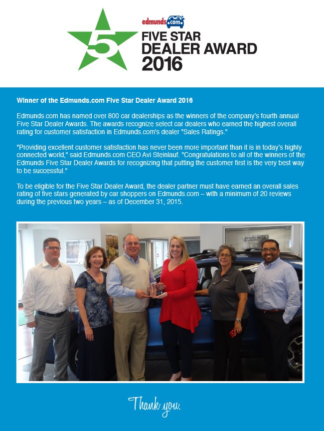 Edmunds Five Star Dealer Award 2016