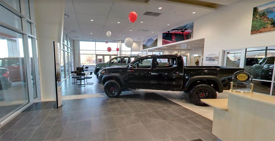 Klamath Falls Toyota show room Klamath Falls Toyota show room with a black pick-up truck
