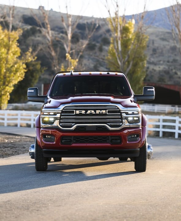 RAM 5500 maroon Ram 5500 truck parked, grill featured