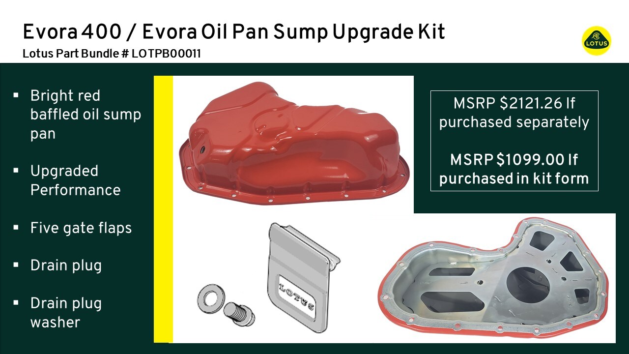 Evora 400 / Evora Oil Pan Sump Upgrade Kit