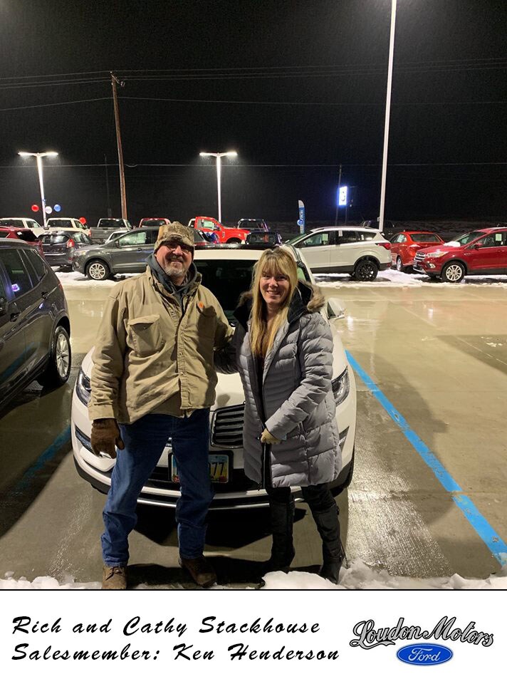 Thank you to Rich and Cathy Stackhouse for bringing their business to Loudon Motors Ford! Ken Henderson got them into a 2016 Lincoln MKC. copy.jpg