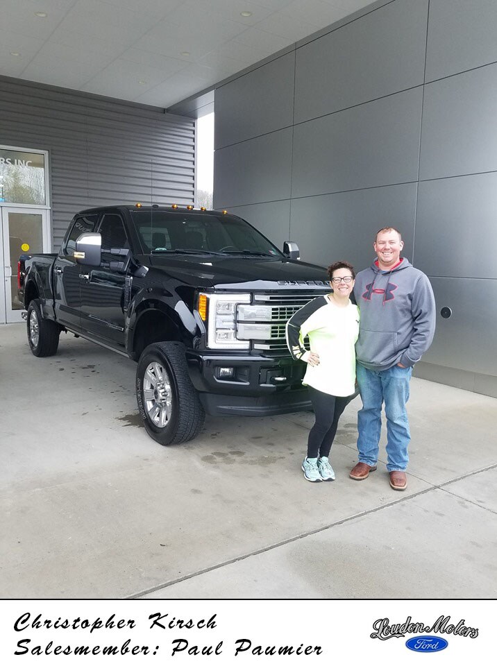 Thank you to Christopher Kirsch for coming to Loudon Motors Ford with his business! Paul Paumier was able to help him into a 2017 Ford F-250 Super Duty Platinum. copy.jpg