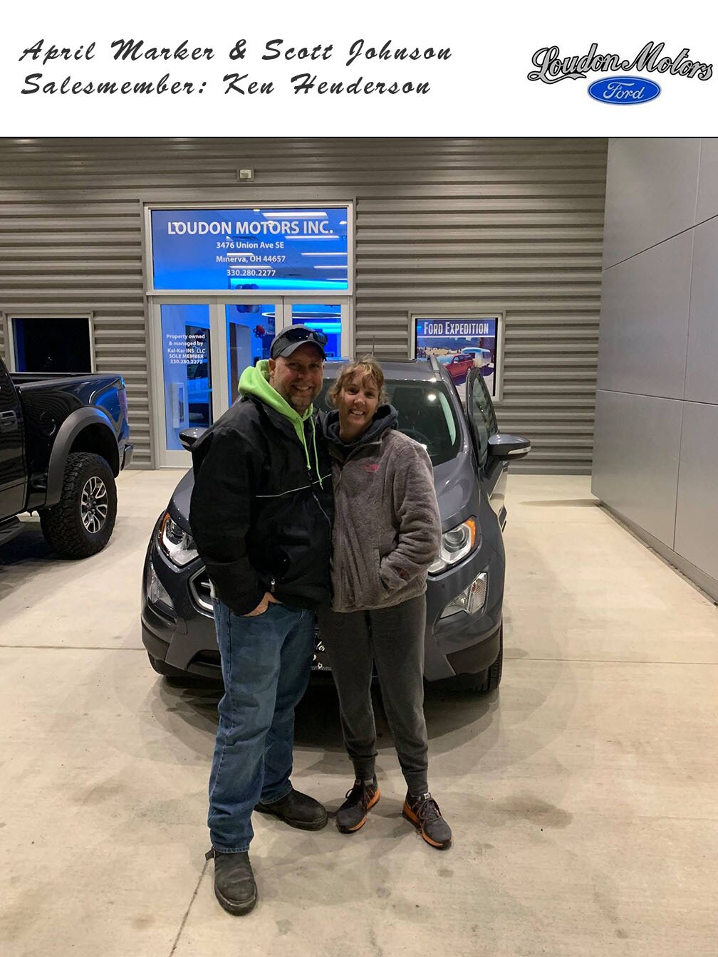 Thank you to April Marker and Scott Johnson for bringing their business to us! Ken Henderson was able to get April into a 2018 Ford EcoSport and Scott into a 2018 Ford F-150. copy.jpg