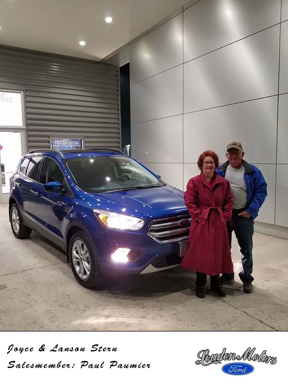 A big thank you to Joyce and Lanson Stern, repeat customers, for continuing their business with us. Paul Paumier helped them into a 2018 Ford Escape! copy.jpg