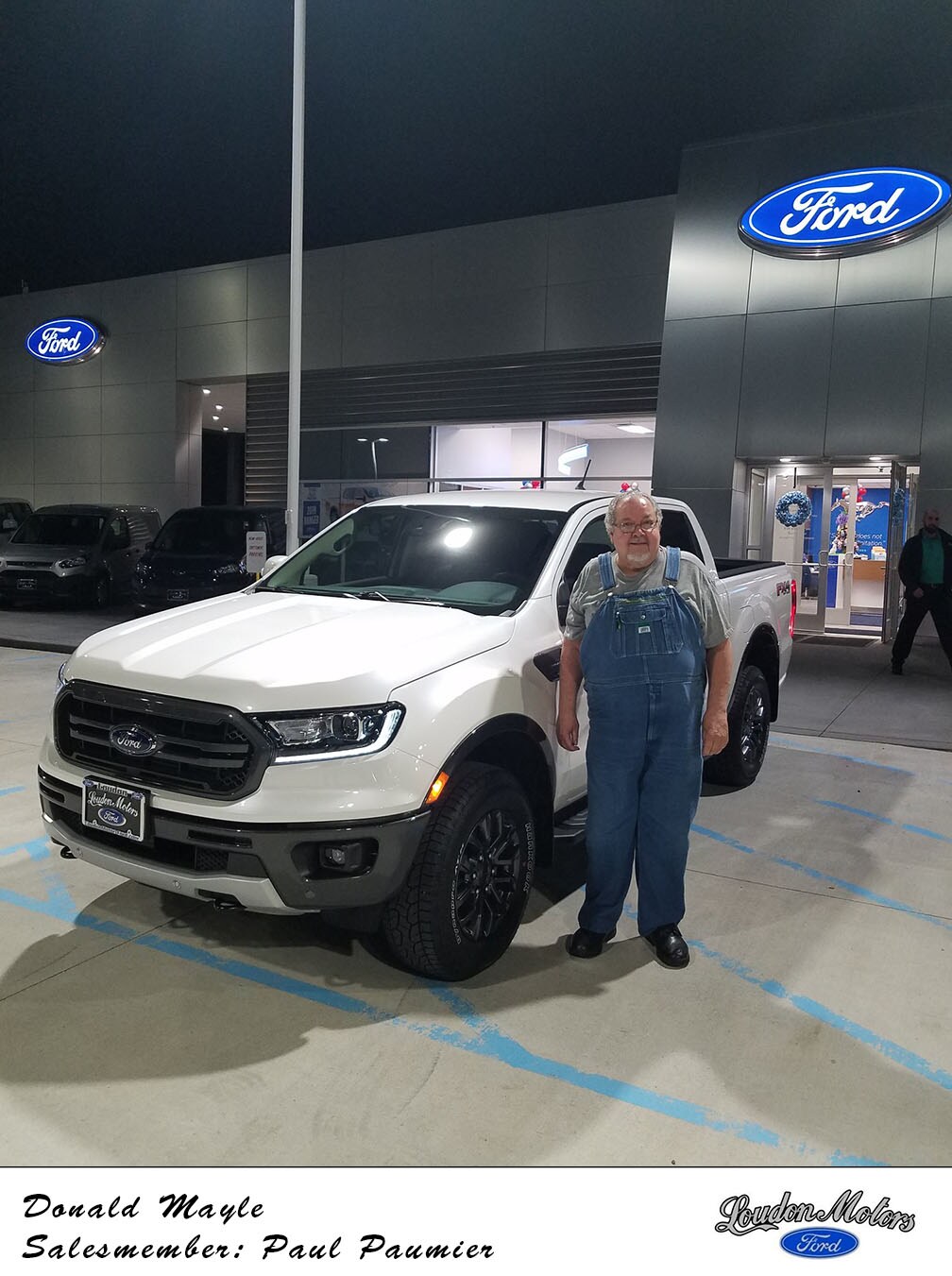 Thank you to Donald Mayle for choosing Loudon Motors Ford to do business with! Paul Paumier helped him into a 2019 Ford Ranger Lariat. copy.jpg