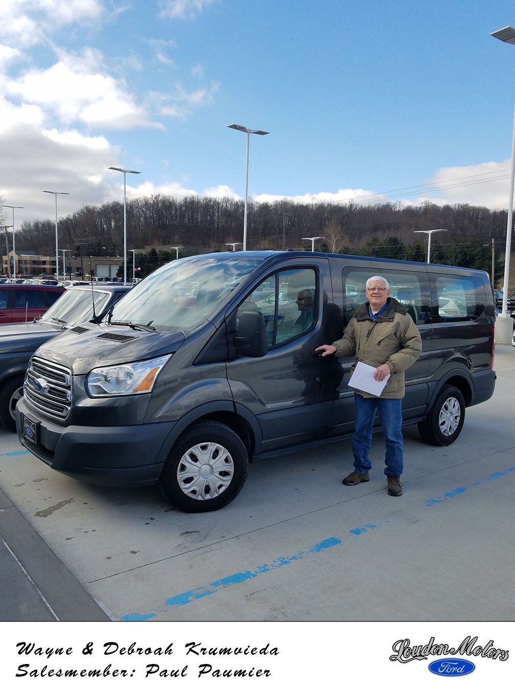 Thank you to Wayne and Deborah Krumvieda for doing business with us! Paul Paumier was able to help them into a 2016 Ford Transit-250. copy.jpg