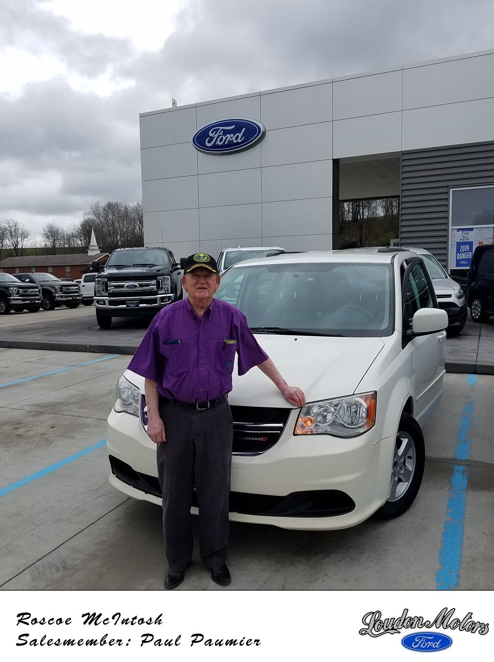 Thank you to Roscoe McIntosh for choosing Loudon Motors Ford as his trusted dealer! Paul Paumier was able to help him into a 2012 Dodge Grand Caravan. copy.jpg