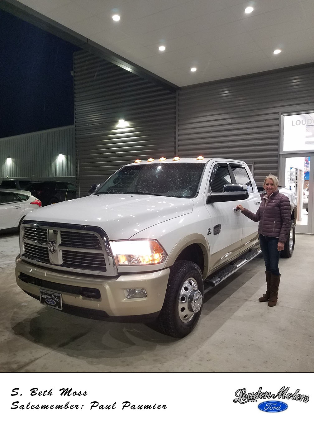 Thank you to S. Beth Moss for coming to do business with us! Paul Paumier got her into a 2011 Ram 3500 Laramie. copy.jpg