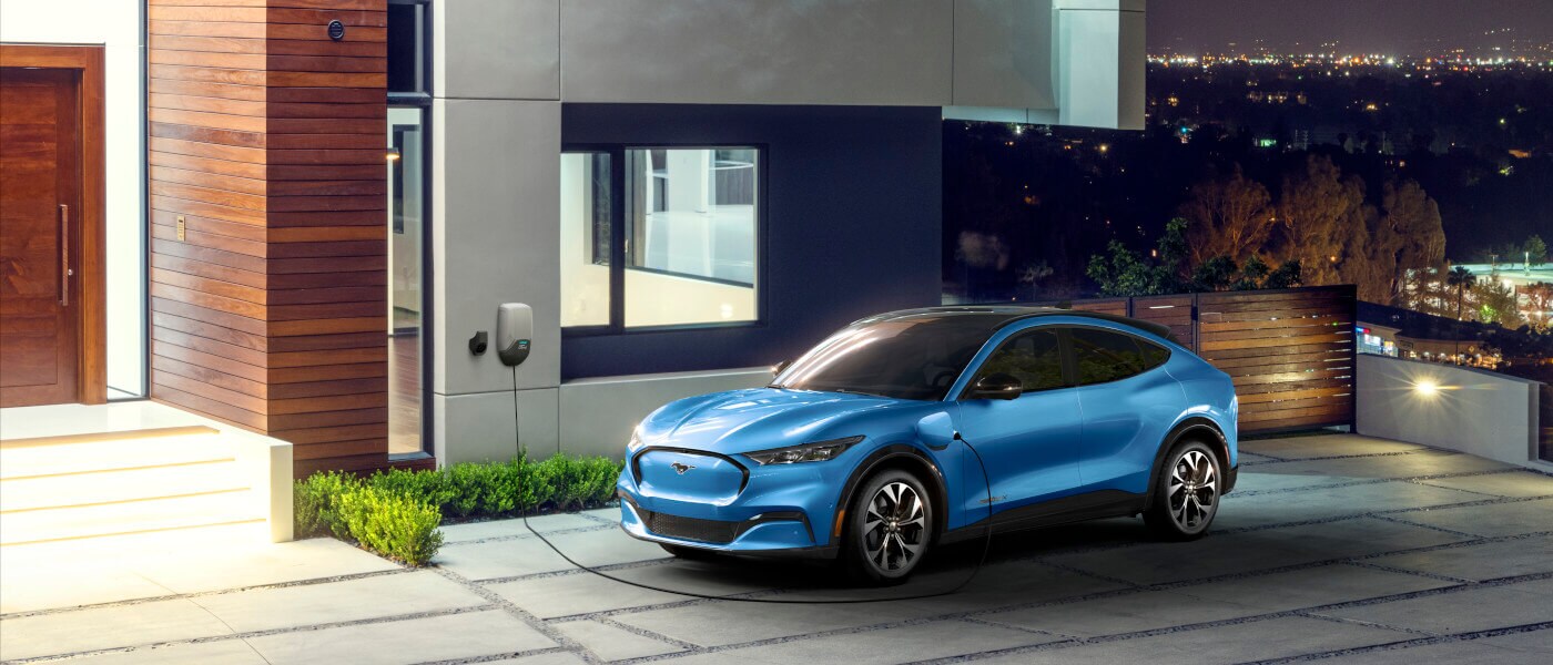 2024 Ford Mustang Mach-E Exterior Charging On A Driveway