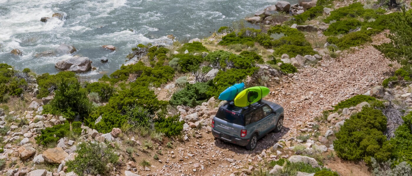 2025 Ford Bronco Exterior Overhead View Off-roading With Kayaks