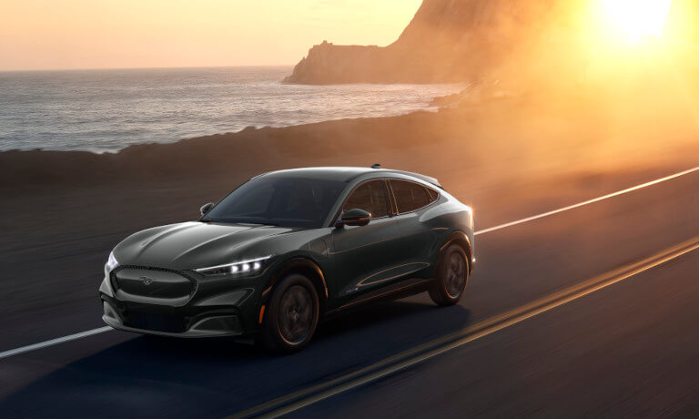 2025 Ford Mustang Mach-E Exterior Driving Away From Sunset