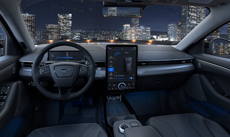 2025 Ford Mustang Mach-E Interior Front Dashboard At Night In City