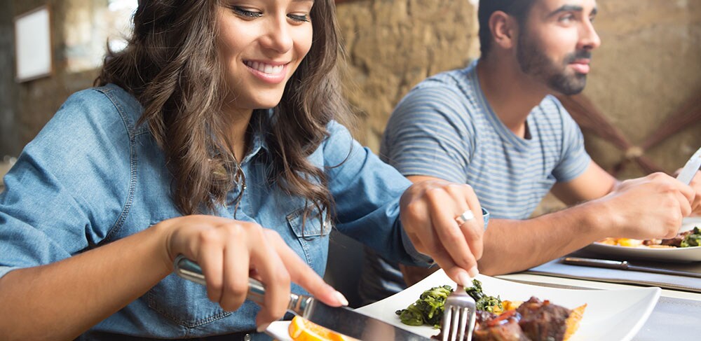 Couple having lunch banner