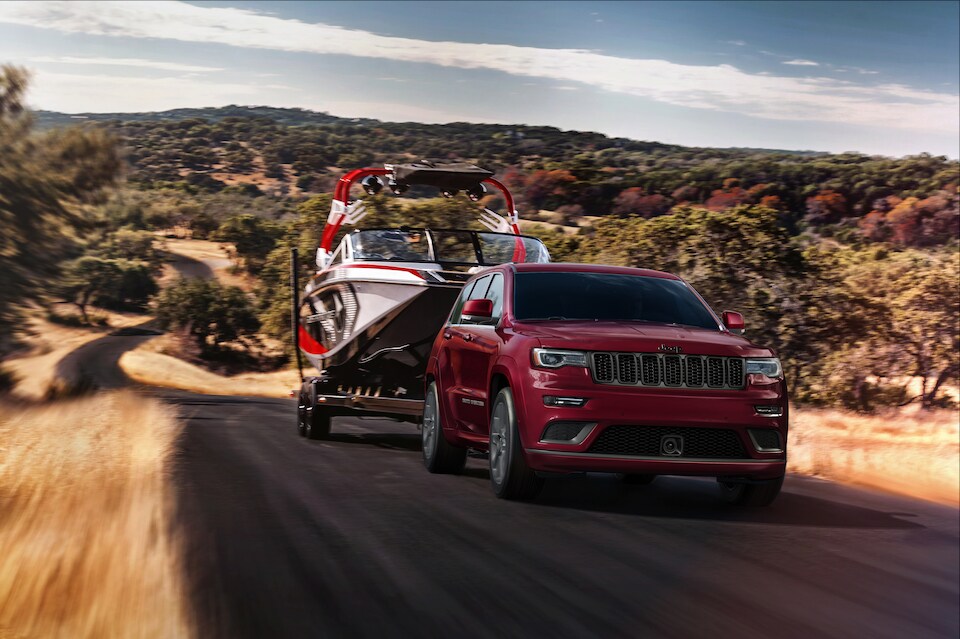 2019 Jeep Grand Cherokee pulling a boat in Kingston, New York