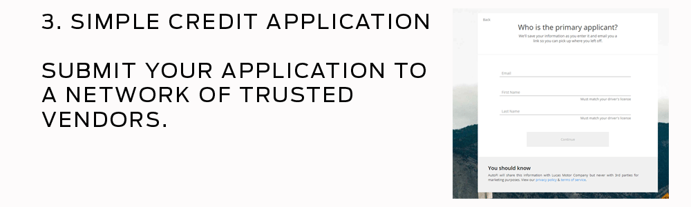 3, Fill out the simple and secure credit application. It gets submitted to the most trusted networks.
