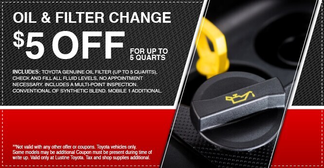 Oil & Filter Change Service Coupon at Lustine Toyota in Woodbridge, VA