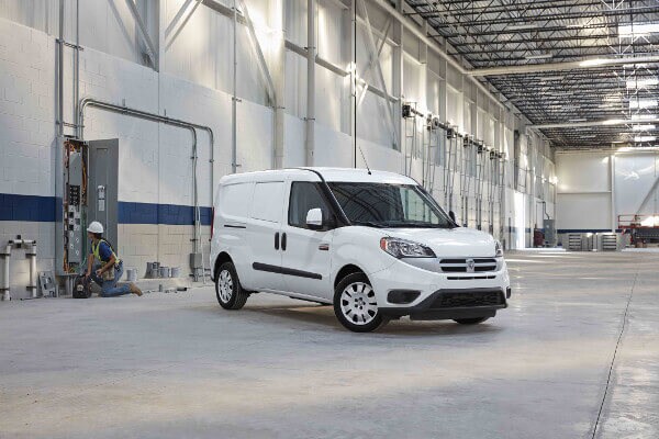 Ram ProMaster City A white Ram ProMaster City parked in a warehouse