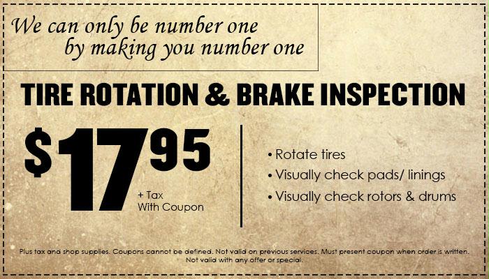 Tire Rotation & Brake Inspection Tire Rotation & Brake Inspection
