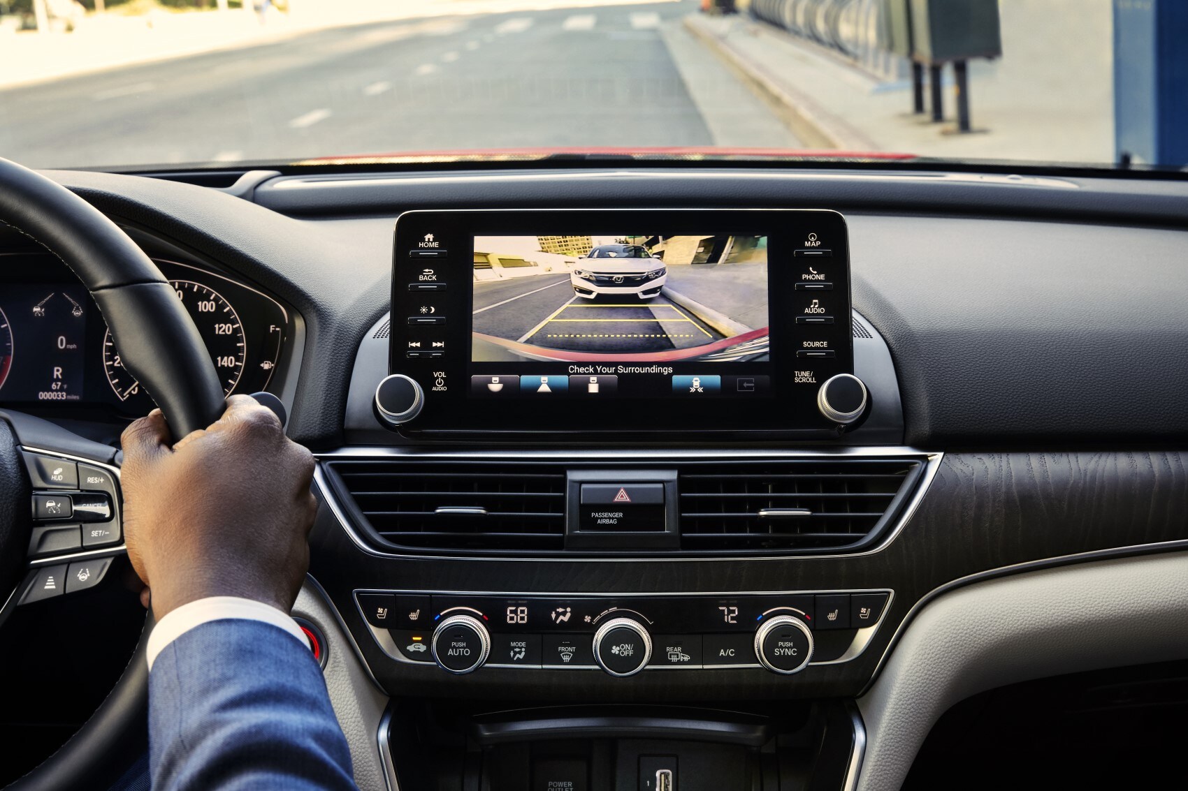 2021 Honda Accord Hybrid Touring cabin backseat view of front dash.jpg