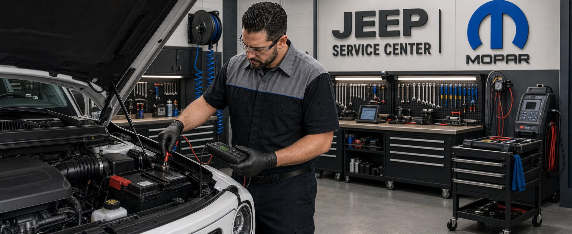 Jeep Cherokee Battery Service service at Mahon CDJR — serving Brevard, Asheville, Hendersonville, Fletcher, and Cherokee NC