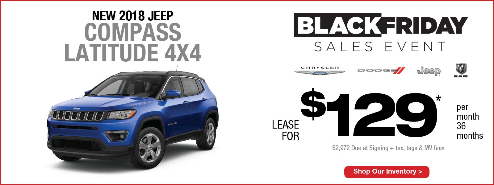 New 2018 Jeep Compass Latitude 4x4 Lease Manahawkin CDJR NJ