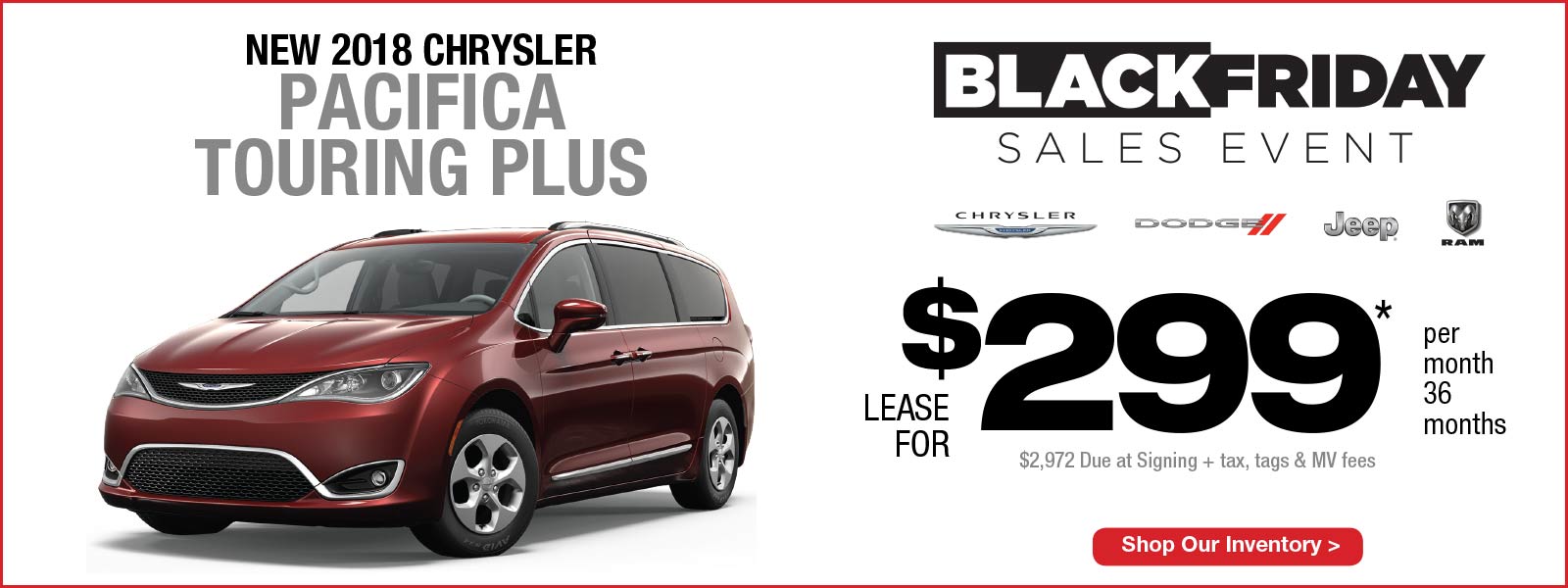 New 2018 Chrysler Pacifica Touring Plus Lease Manahawkin CDJR NJ